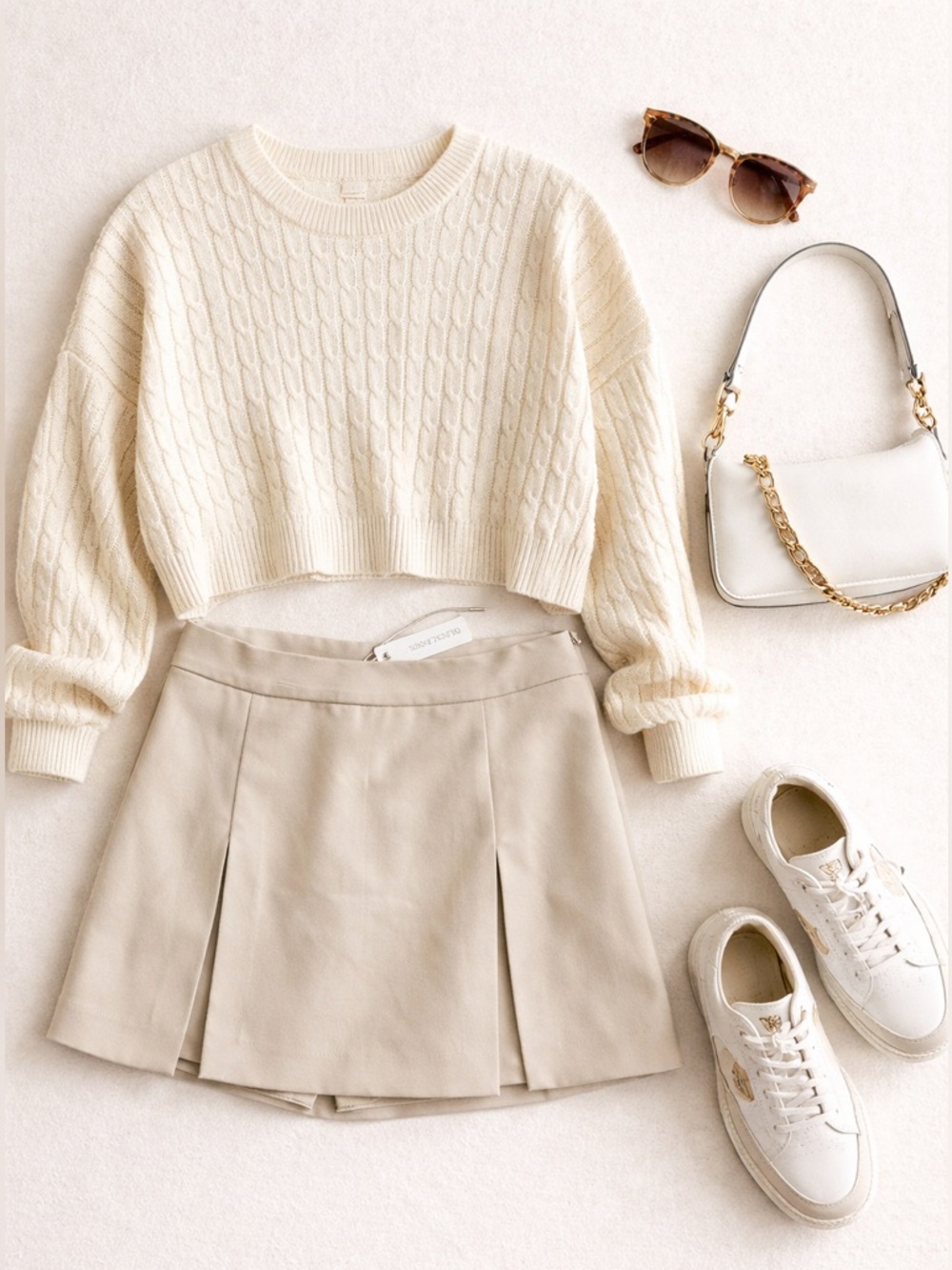 Olivaceous Pleated Skort Tan Mini Skirt Shorts NWT Preppy Tennis L